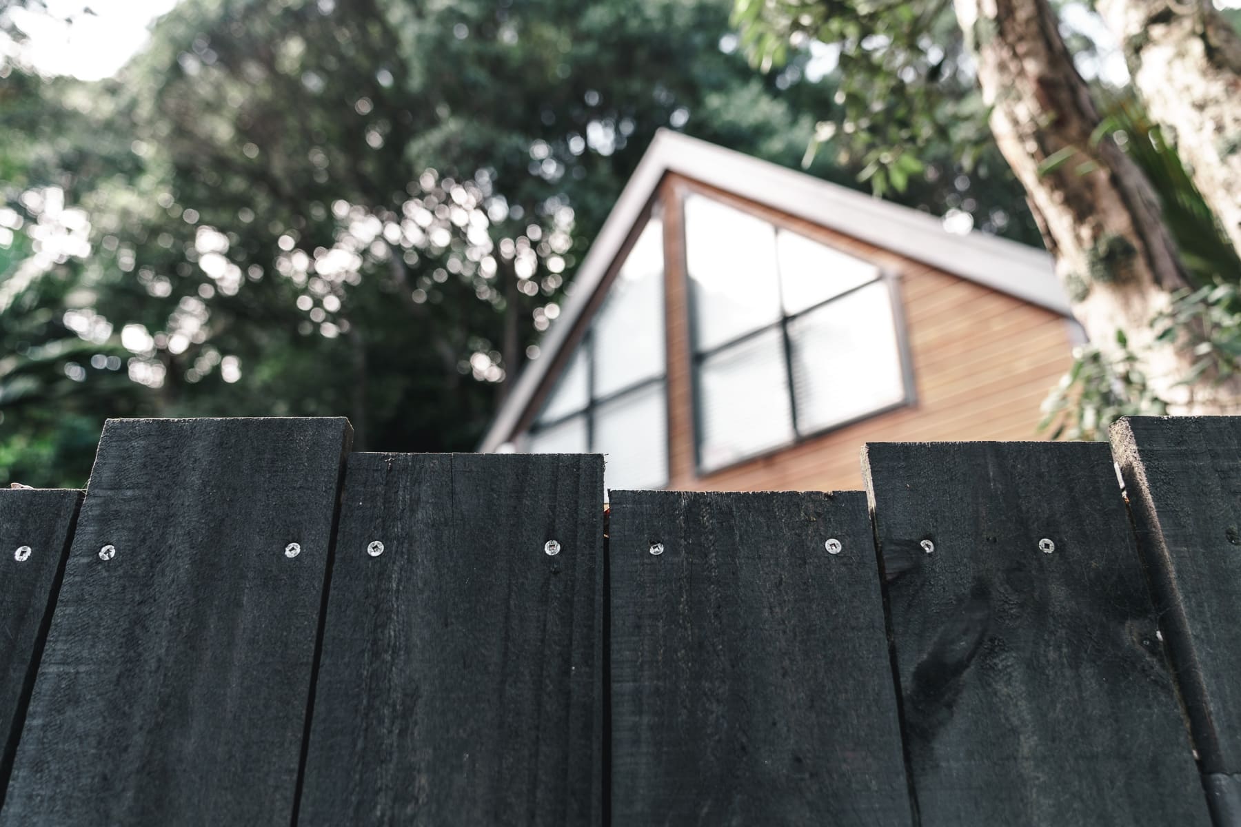 Dark fence house view