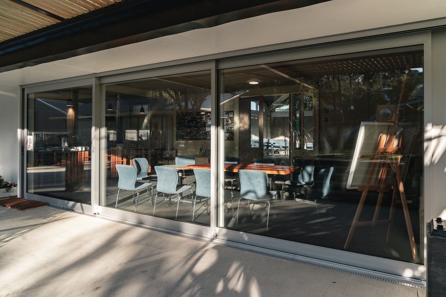 Church pavilion glass doors