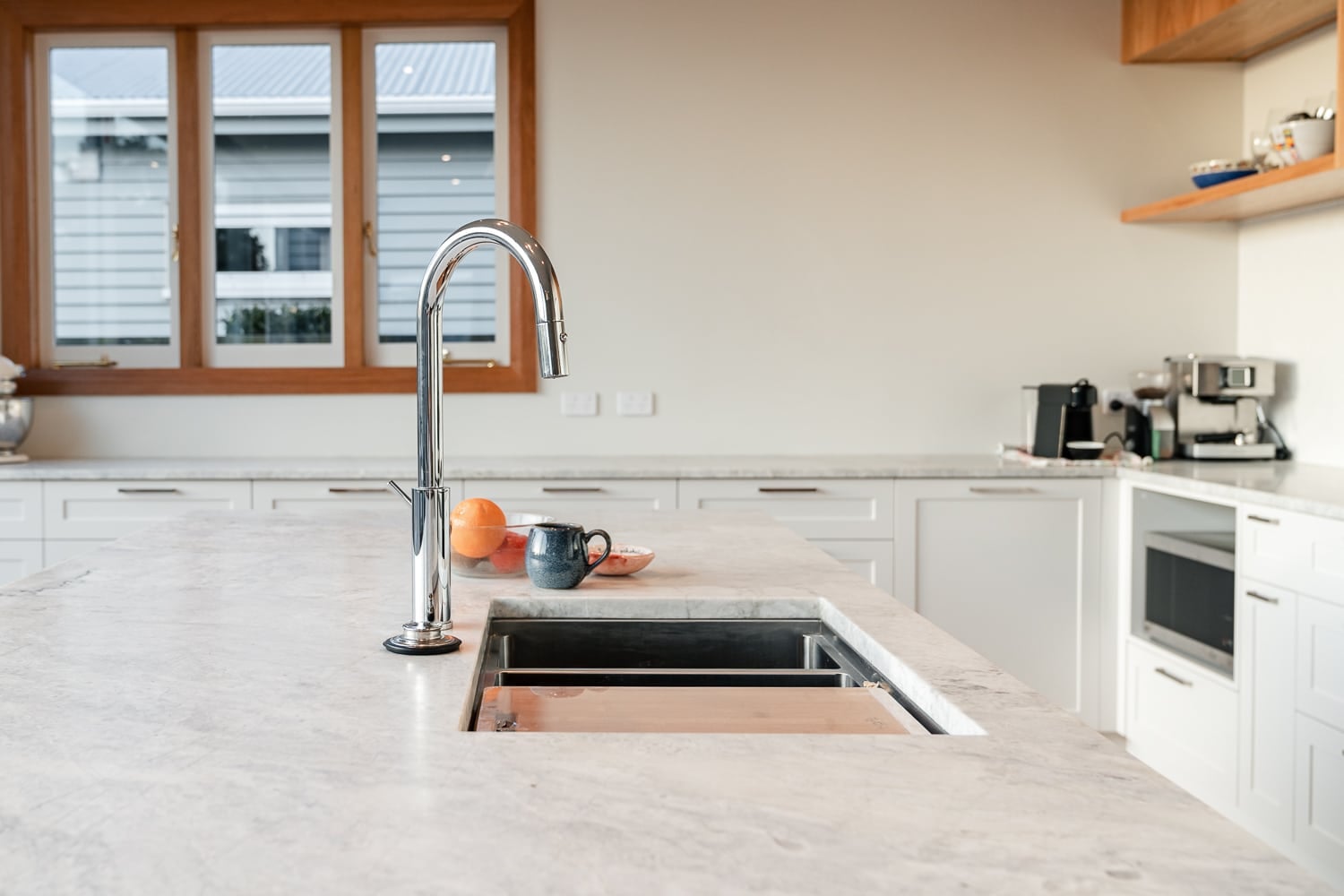 Kitchen island at Westminster Road, Balmoral project