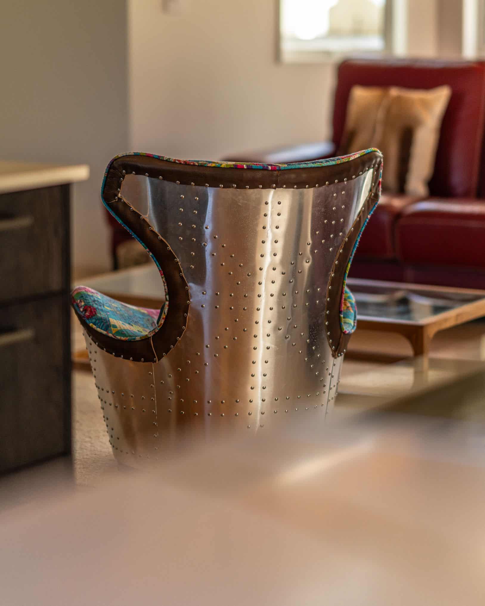Shiny metallic chair